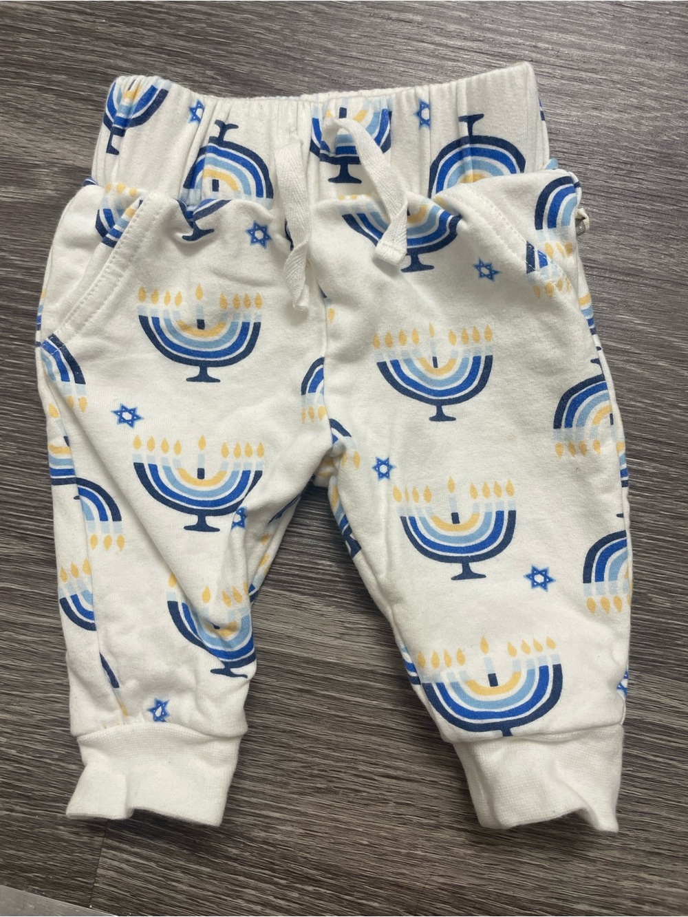 Toddler White Hanukkah Menorah Jogger Pants